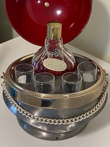 lot 367 image: Vintage Prussian Helmet Carafe Decanter - Shot Glass Holder