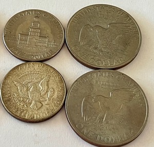 lot 475 image: (4) 1971 Dollar Coins & (4) Kennedy Half Dollar Coins