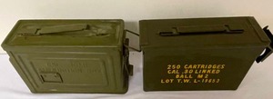 lot 484 image: 2 Vintage Metal Ammo Cases