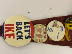 lot 494 image: Two 1950s Pendants Full of Amazing 50s Pin Backs - Buttons