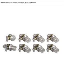 (5) Defiant Brandywine Stainless Steel Whole House Door Knob Packs. See Pictures