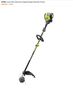 RYOBI 4-Cycle 30cc Attachment Capable Straight Shaft Gas Trimmer. See Pictures