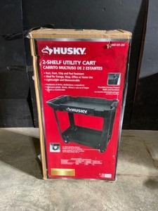 Husky 2-Tier Plastic 4-Wheeled Service Cart in Black. See Pictures