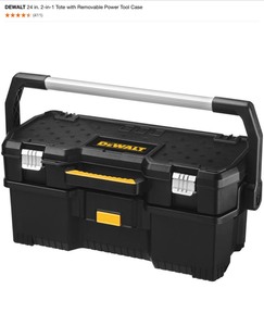DEWALT 24 in. 2-in-1 Tote with Removable Power Tool Case, 36 in. Trigger Clamp & 12 in. Tooth Saw. See Pictures