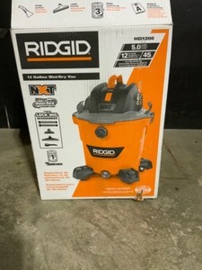RIDGID 12 Gal. 5.0-Peak HP NXT WetDry Shop Vacuum with Filter, Hose and Accessories. See Pictures