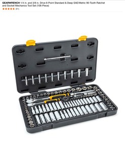 GEARWRENCH 14 in. and 38 in. Drive 6-Point Standard & Deep SAEMetric 90-Tooth Ratchet and Socket Mechanics Tool Set (106-Piece). See Pictures