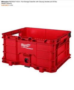 Milwaukee PACKOUT 18.6 in. Tool Storage Crate Bin with Carrying Handles, PACKOUT WallFloor Mounting Plate & Tape Measures. See Pictures