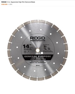 RIGID 2-Pack of 7 in. Diamond Blades, 14 in. Segmented High-Rim Diamond Blade & DIABLO 10 in. 40-Tooth General Purpose Blade. See Pictures