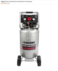 Husky 20 Gal. Vertical Electric-Powered Silent Air Compressor. See Pictures