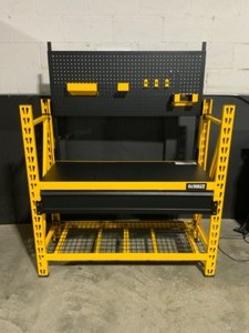 DEWALT Yellow 2-Shelf Garage Storage Workbench Kit. See Pictures