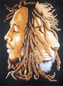 lot 69 image: Large Bob Marley-Lion Dread Tapestry