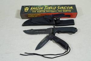 Amazon Jungle Survivor Stonewashed 2 Knife Set