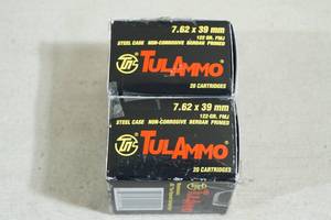 40 Tul Ammo 7.62 x 39mm 122 Gr FMJ Steel Case Ammo