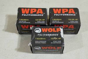 60 Wolf Polyformance 7.62 x 39mm 123 Gr HP Steel Case Ammo