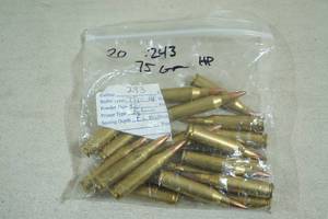 20 Reloaded .243 Win 75 Gr HP Ammo
