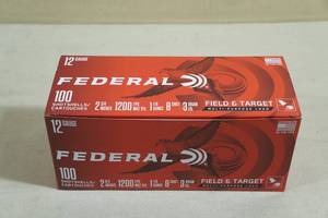 100 Federal Field & Target 12 Ga 2-34 8 Shot Shotshells