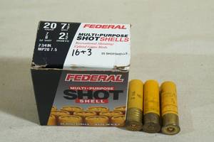 16 Federal Multi Purpose 20 Ga 2-34 7-12 Shot Shotshells, Plus 3
