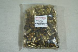 250 Primed .45 ACP Brass Casings