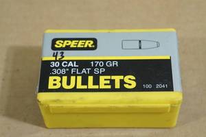 43 Speer 30 Cal .308 170 Gr Flat SP Bullets