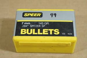 49 Speer 7mm .284 145 Gr Spitzer SP Bullets