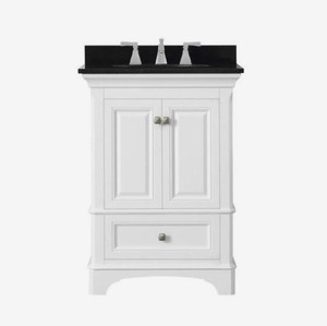 lot 649 image: Moorpark 25W Freestanding Bathroom Vanity 24 in. W x 34.50 in. H 1-Sink Granite-Top White