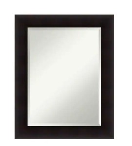 lot 668 image: Amanti Art Portico 24 in. W x 30 in. H Framed Rectangular Beveled Edge Bathroom Vanity Mirror in Flat Espresso