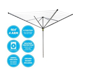 lot 675 image: Minky Easy Breeze 164 ft. Outdoor Umbrella Clothesline with 24 Sure Grip Clothespins