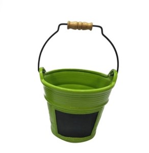 lot 953 image: INFINITY JY17114-G CHALKBOARD BUCKET PLANTER, CERAMIC, GREEN, 8.27 X 7.68