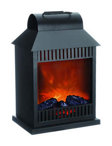 lot 963 image: Paradise Lighting Metal Fireplace Flameless Lantern Black