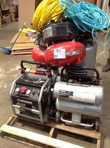 Pallet with assorted salvage tools for parts or repair customer returns see pictures