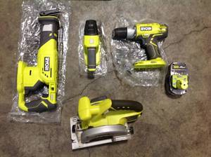 RYOBI 18V Power Tool set - 6 pcs  and 1 Battery customer returns see pictures See Pictures