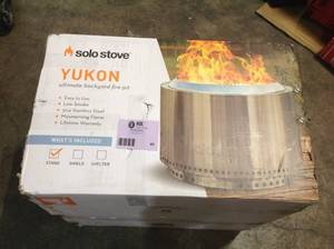 Solo Stove Yukon 27 in. Round Stainless Steel Wood Burning Fire Pit Plus Stand Customer Returns See Pictures