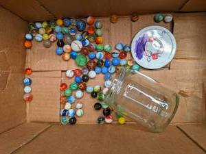 lot 198 image: Container of Vintage Marbles Inclu...