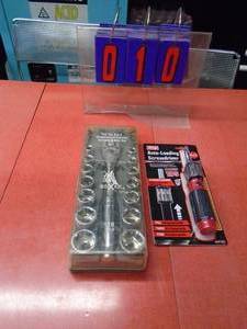 12 ratchet & socket set with all in one screwdriver. As shown.