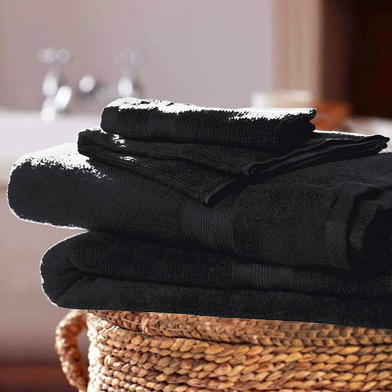 BOUTIQUO 8 Piece Towel Set 100% Ring Spun Cotton, Black