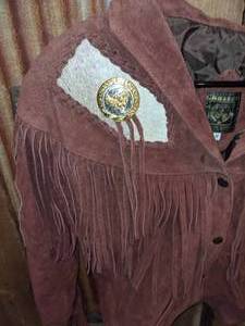 True Vintage Chasser Fringed Leather Coat, Sz M