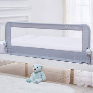Toddler Bed Extra Long Guard Rail wReinforced Anchor Safety System (Gray)
