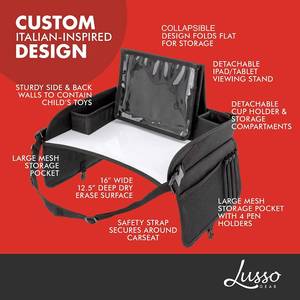 Lusso Gear Kids Travel Tray  Lap Desk for Kids with Storage Pockets
