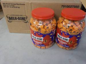 lot 305 image: 2 - 40 oz Jars Milk Bone Maro Dog S...