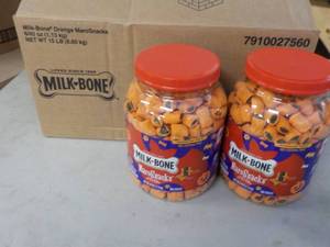 lot 306 image: 2 - 40 oz Jars Milk Bone Maro Dog S...