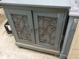 lot 4 image: Blue Cabinet with Metal Trim, needs...