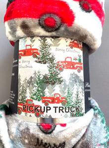 lot 15 image: Noble House Soft Throw Blanket w Red Truck and Christmas Trees