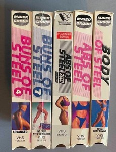 lot 33 image: Vintage BUNSABS OF STEEL Exercise VHS Tapes