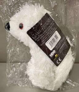 lot 54 image: Lot of 5 HBO Game of Thrones Direwolf Cub Ghost 9 Plush Toys.