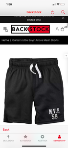 lot 57 image: Lot of 4 Carters Boys Black Shorts 3T