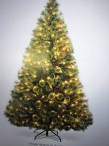 6 foot green prelit flowering artif...