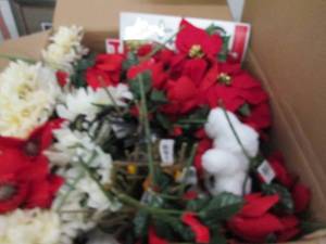 box of fake flower and other christ...