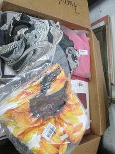 box of furniture covers and bed ski...
