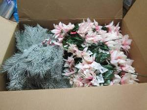 box of fake flowers ...
