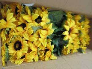 box of fake sunflower bush ...